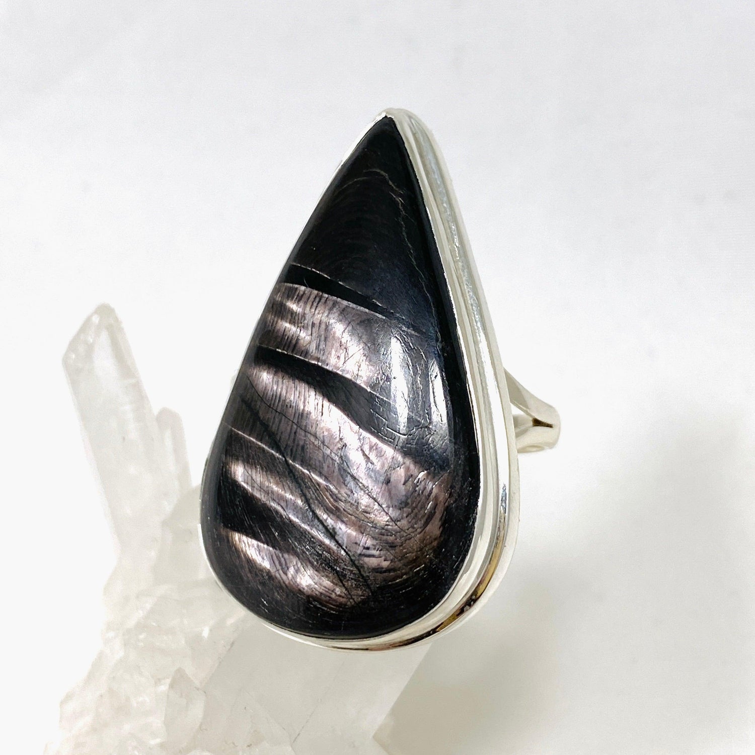 Hypersthene Teardrop Split Band Ring Size 11 KRGJ3149 - Nature's Magick
