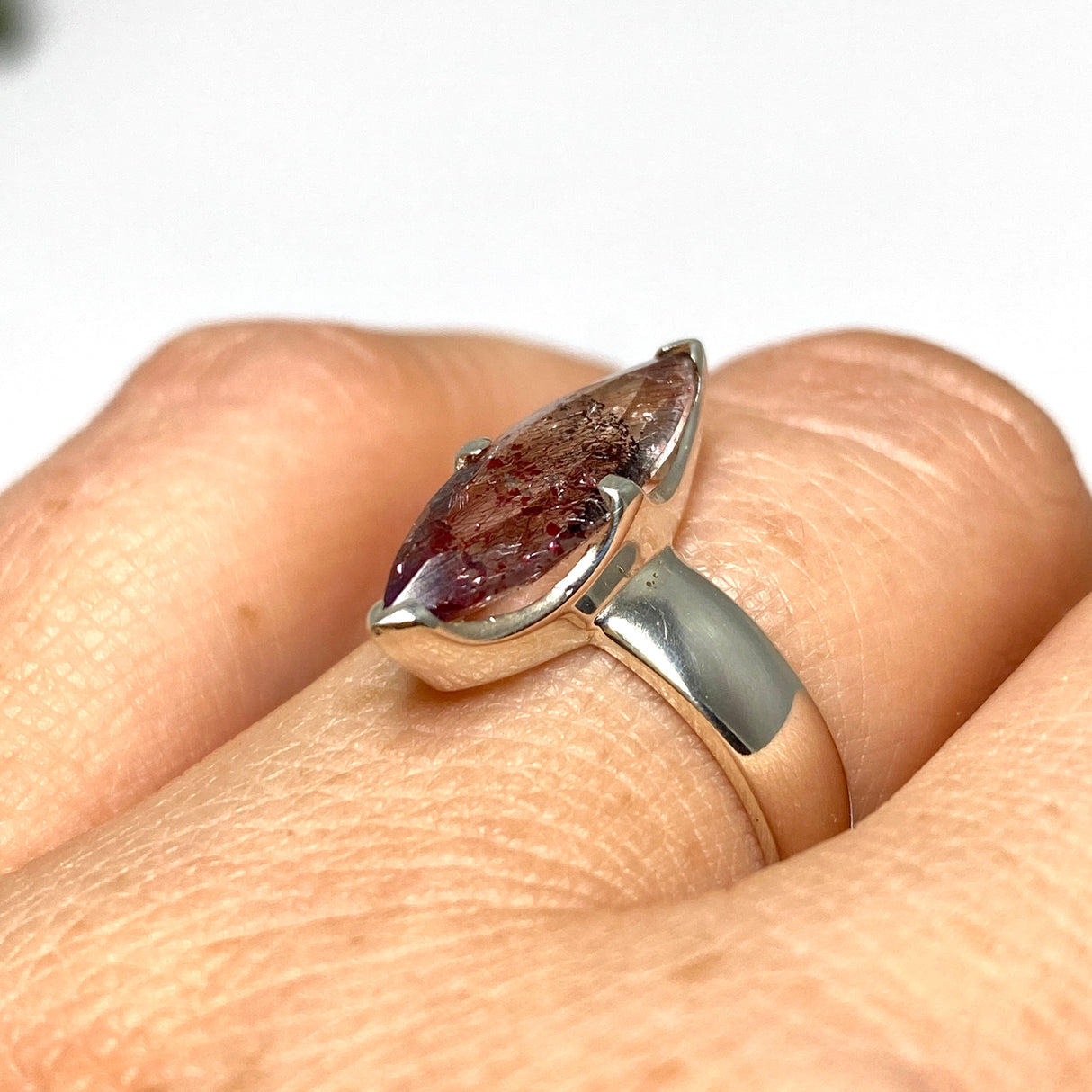 Lepidicrocite in Quartz (Inclusion Quartz) Marquise Faceted Ring Size 6.5 PRGJ690