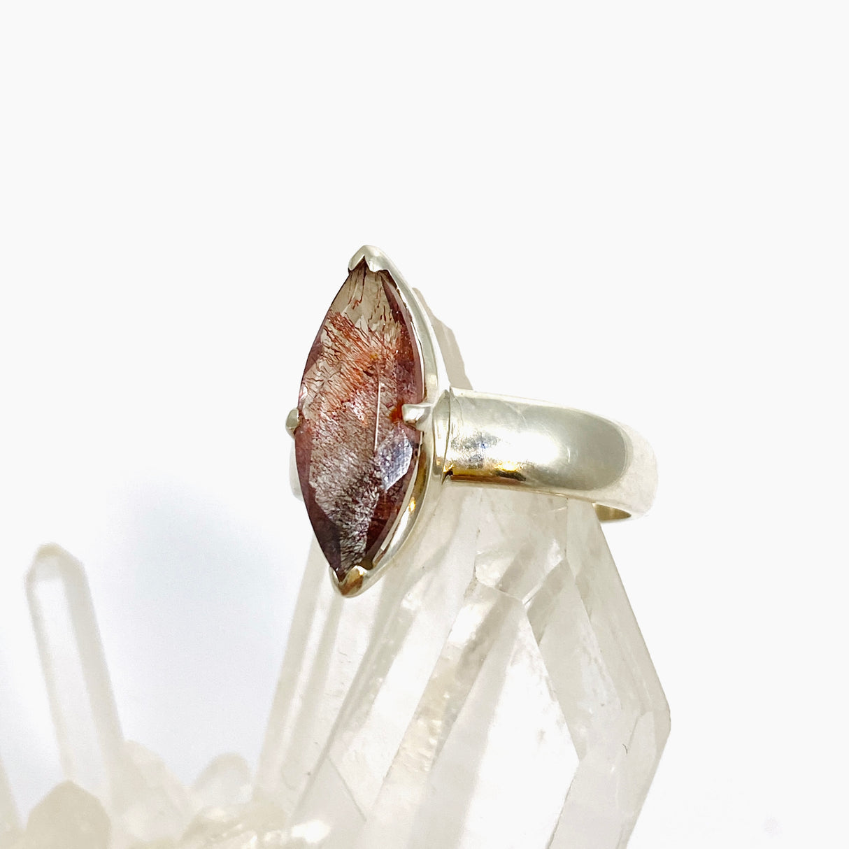 Lepidicrocite in Quartz (Inclusion Quartz) Marquise Faceted Ring Size 6 PRGJ689