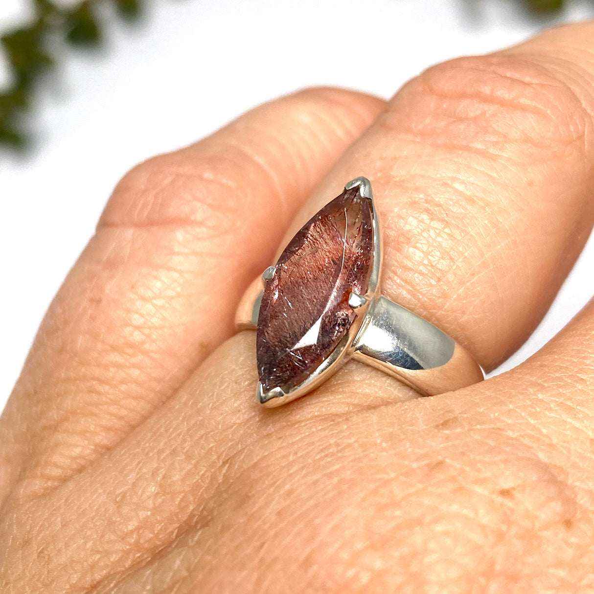 Lepidicrocite in Quartz (Inclusion Quartz) Marquise Faceted Ring Size 6 PRGJ689