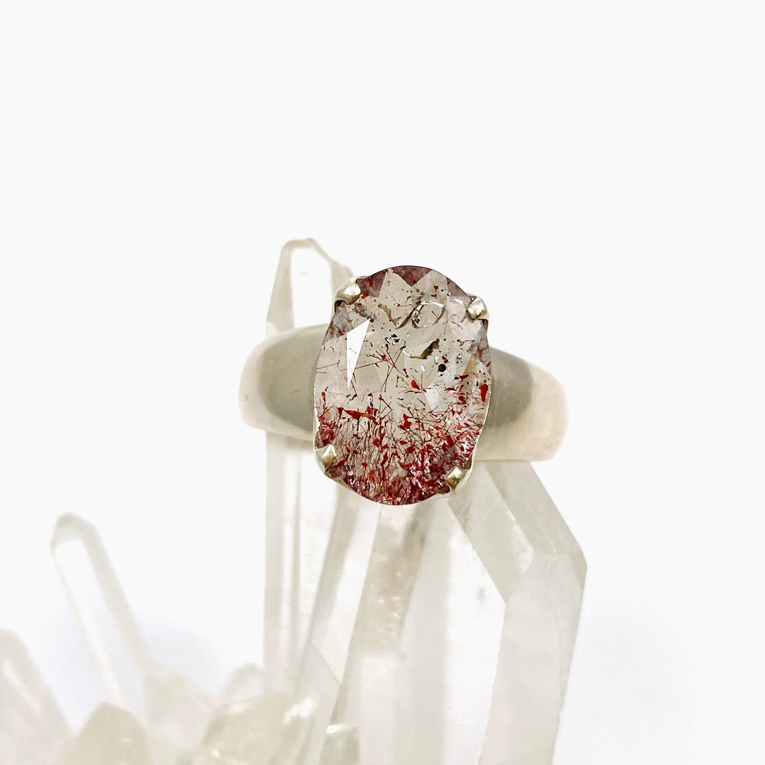 Lepidicrocite in Quartz (Inclusion Quartz) Oval Faceted Ring Size 7.5 PRGJ679