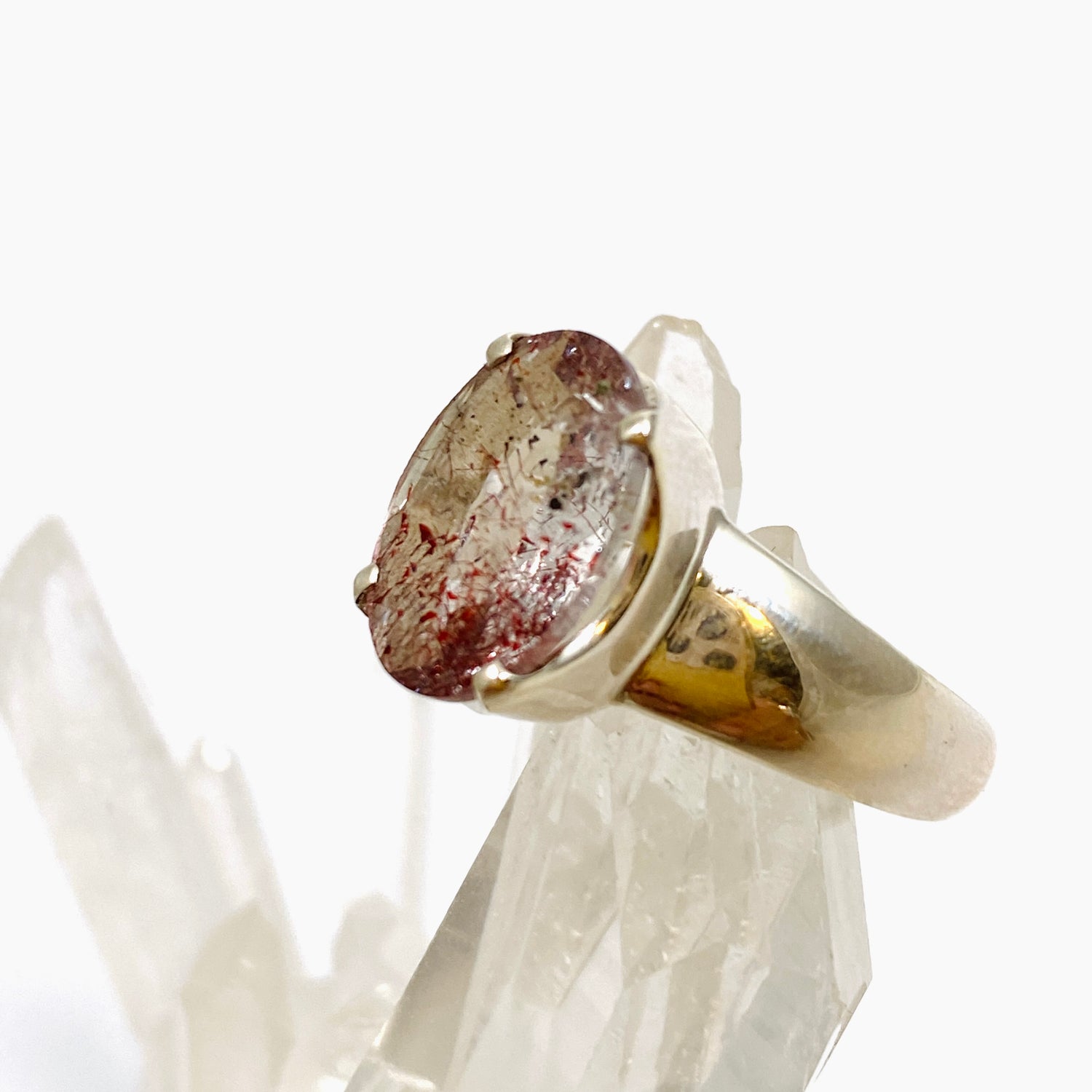 Lepidicrocite in Quartz (Inclusion Quartz) Oval Faceted Ring Size 7.5 PRGJ679