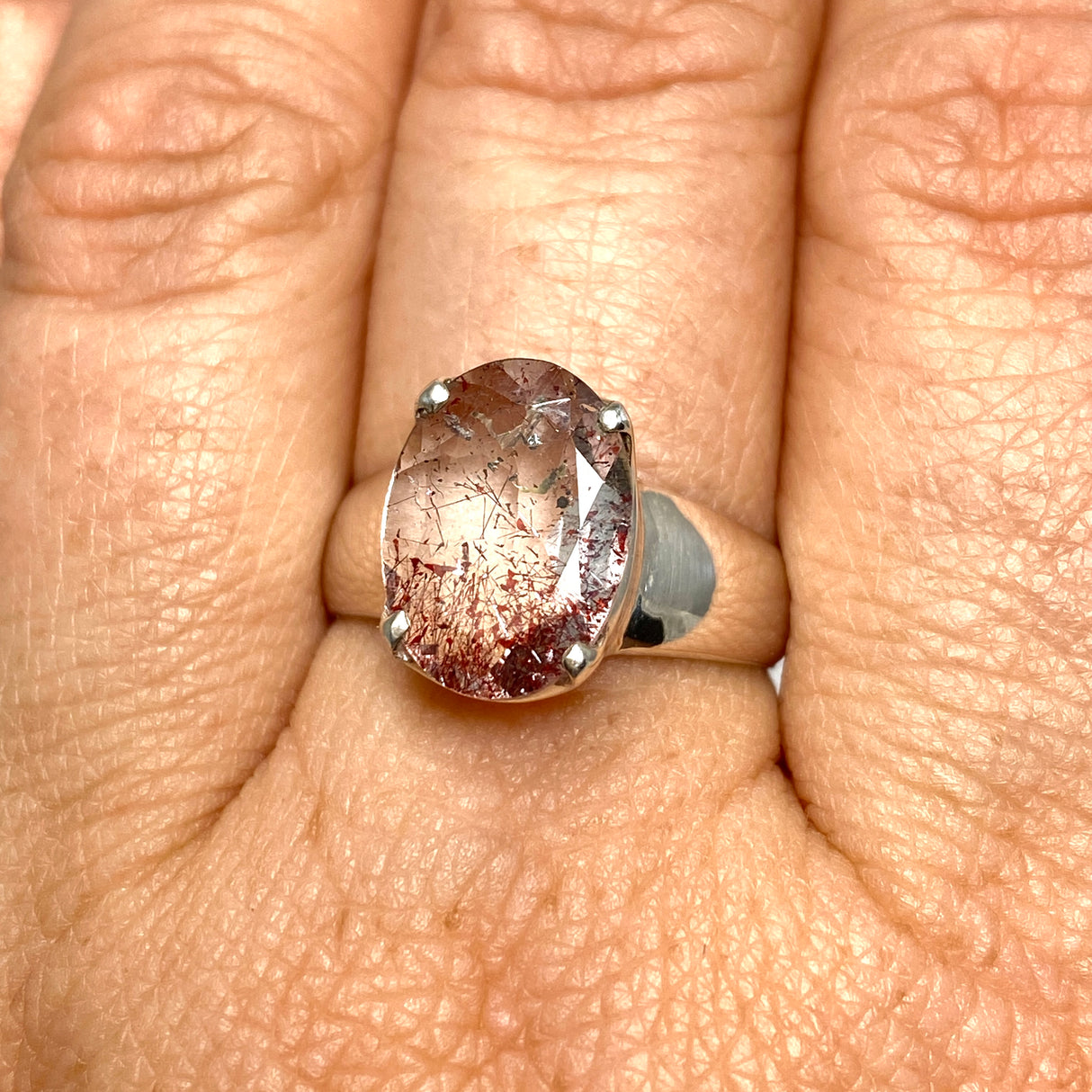 Lepidicrocite in Quartz (Inclusion Quartz) Oval Faceted Ring Size 7.5 PRGJ679