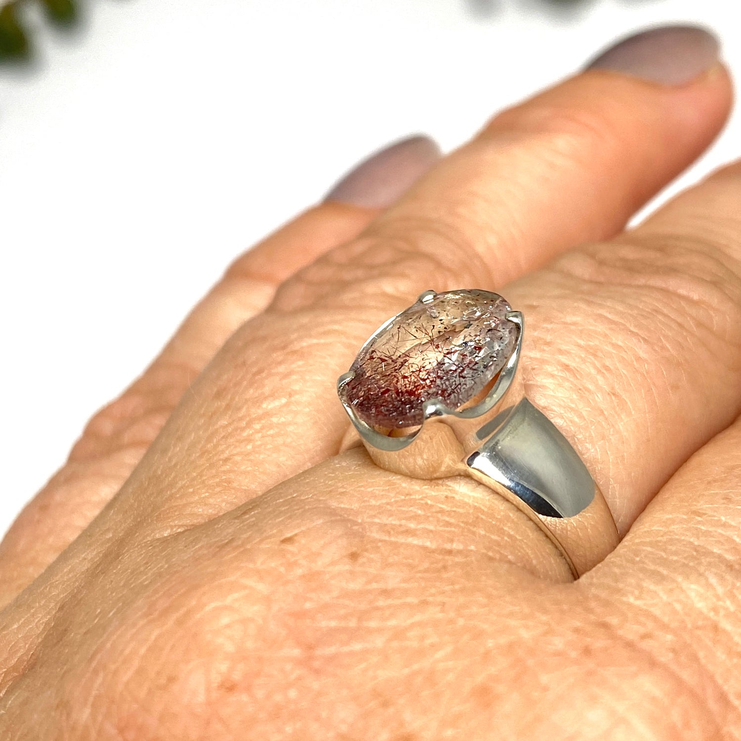 Lepidicrocite in Quartz (Inclusion Quartz) Oval Faceted Ring Size 7.5 PRGJ679