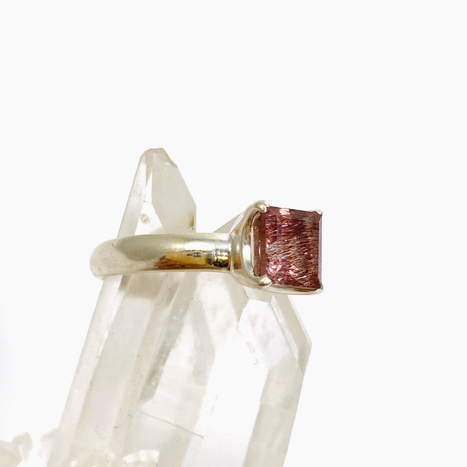Lepidicrocite in Quartz (Inclusion Quartz) Square Faceted Ring Size 7.5 PRGJ692