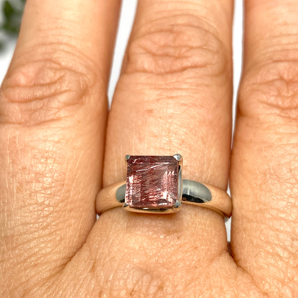 Lepidicrocite in Quartz (Inclusion Quartz) Square Faceted Ring Size 7.5 PRGJ692