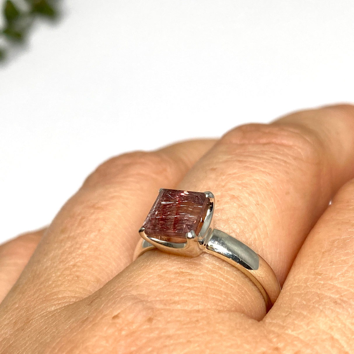Lepidicrocite in Quartz (Inclusion Quartz) Square Faceted Ring Size 7.5 PRGJ692