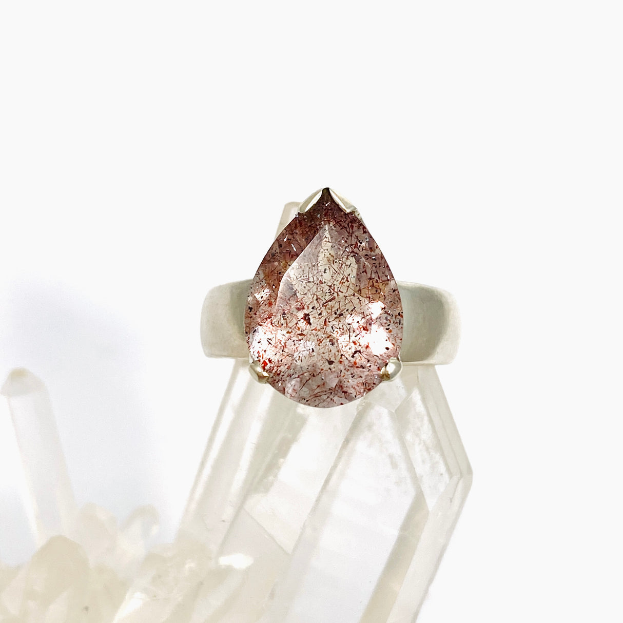 Lepidicrocite in Quartz (Inclusion Quartz) Teardrop Faceted Ring Size 7 PRGJ686