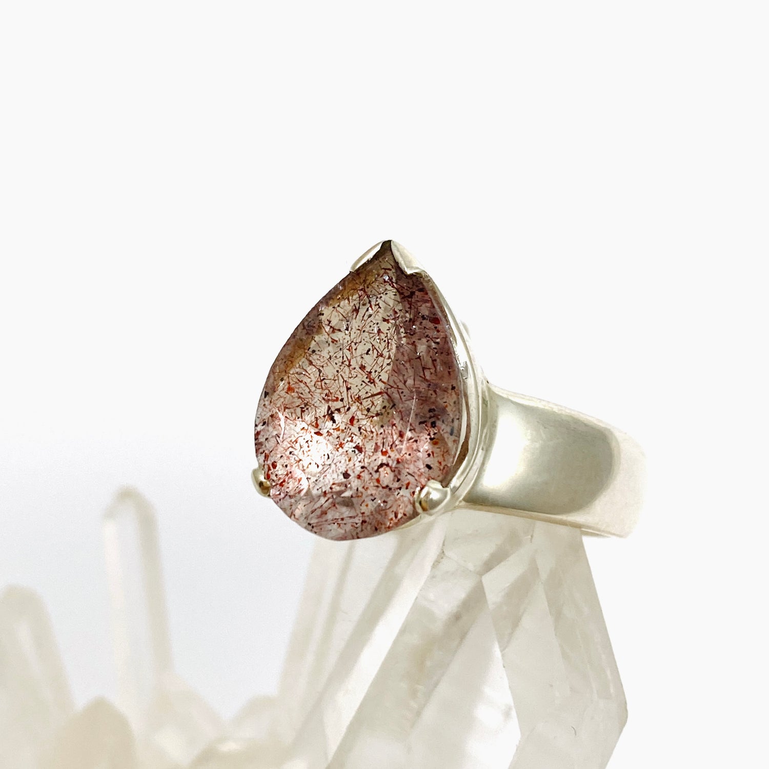 Lepidicrocite in Quartz (Inclusion Quartz) Teardrop Faceted Ring Size 7 PRGJ686