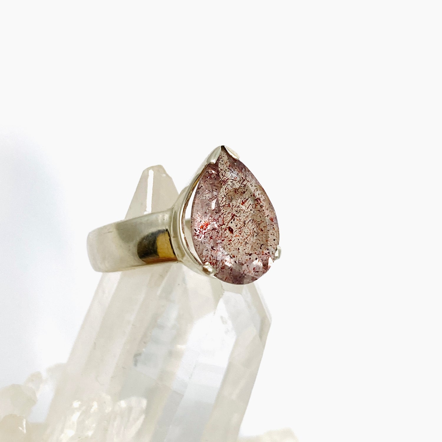 Lepidicrocite in Quartz (Inclusion Quartz) Teardrop Faceted Ring Size 7 PRGJ686