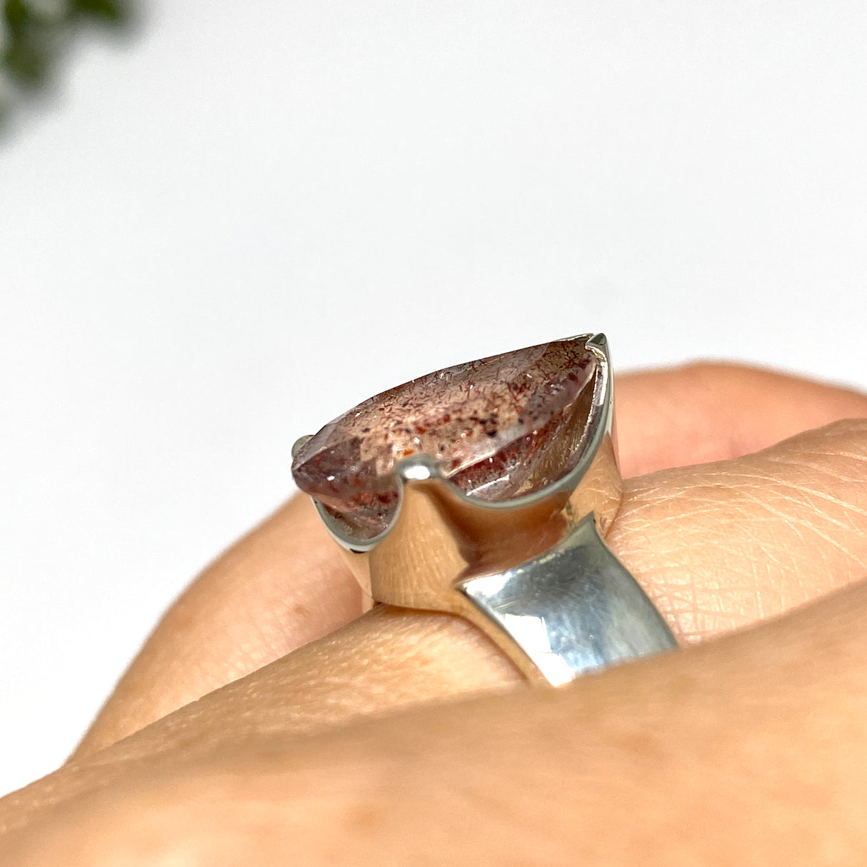 Lepidicrocite in Quartz (Inclusion Quartz) Teardrop Faceted Ring Size 7 PRGJ686