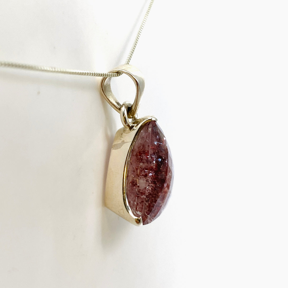 Lepidicrocite in Quartz (Inclusion Quartz) Triangular Faceted Pendant PPGJ899