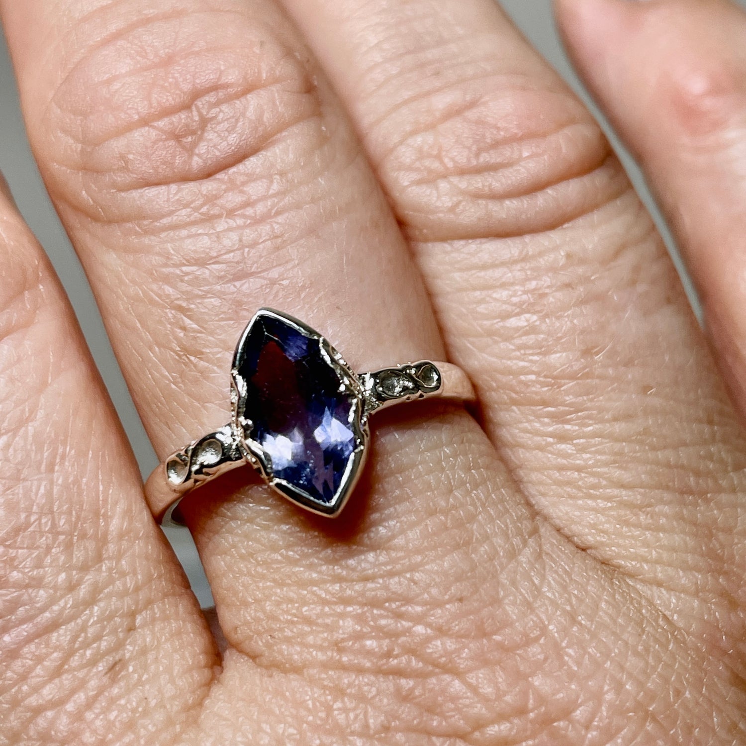 Iolite Faceted Marquise Ring in a Decorative Setting R3726