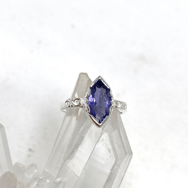 Iolite Faceted Marquise Ring in a Decorative Setting R3726 - Nature's Magick