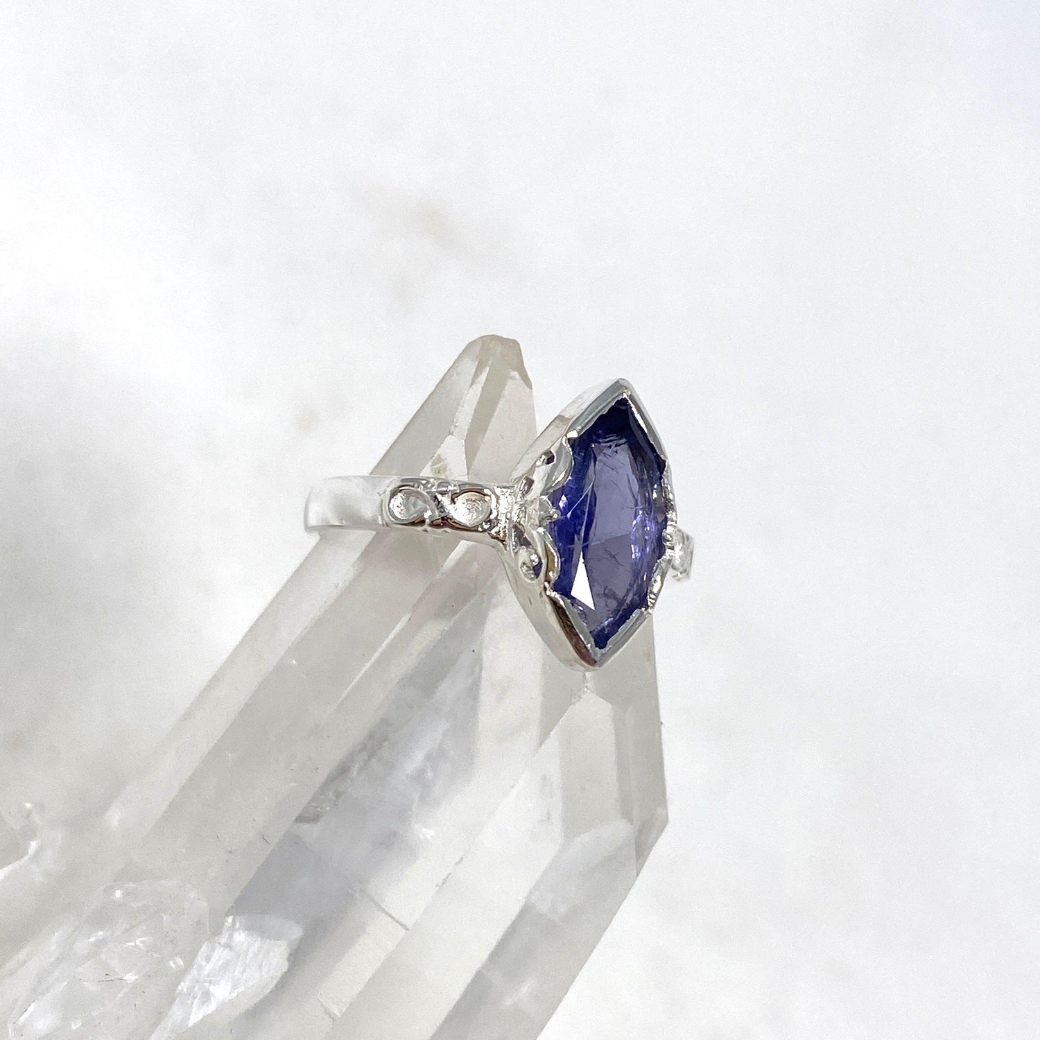 Iolite Faceted Marquise Ring in a Decorative Setting R3726 - Nature's Magick