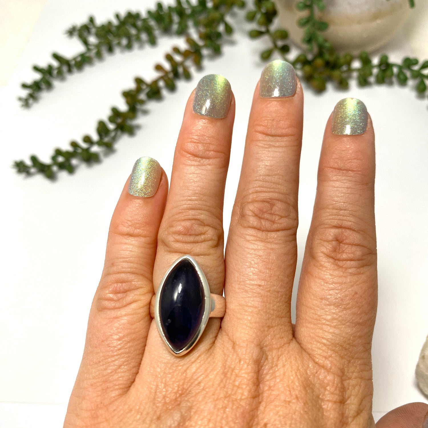 Iolite Marquise Cabochon Ring Size 6.5 PRGJ659