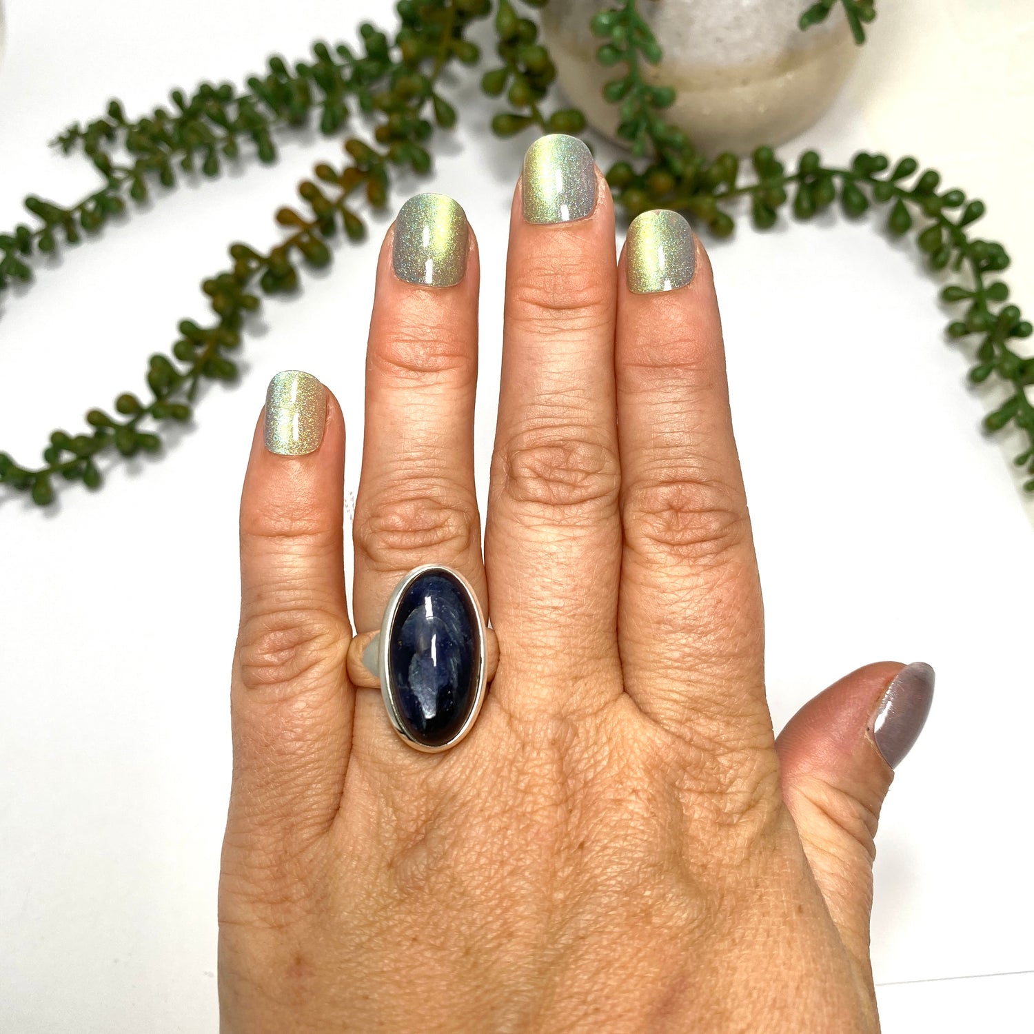 Iolite Oval Cabochon Ring Size 7 PRGJ656