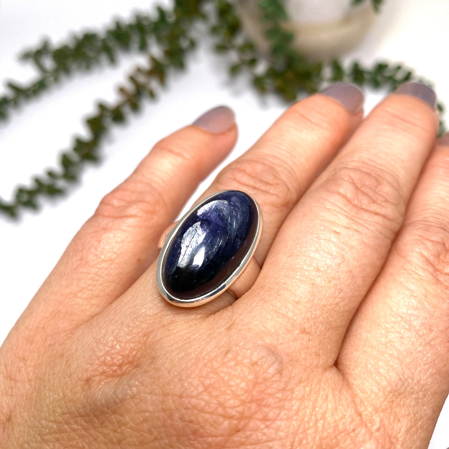 Iolite Oval Cabochon Ring Size 7 PRGJ656