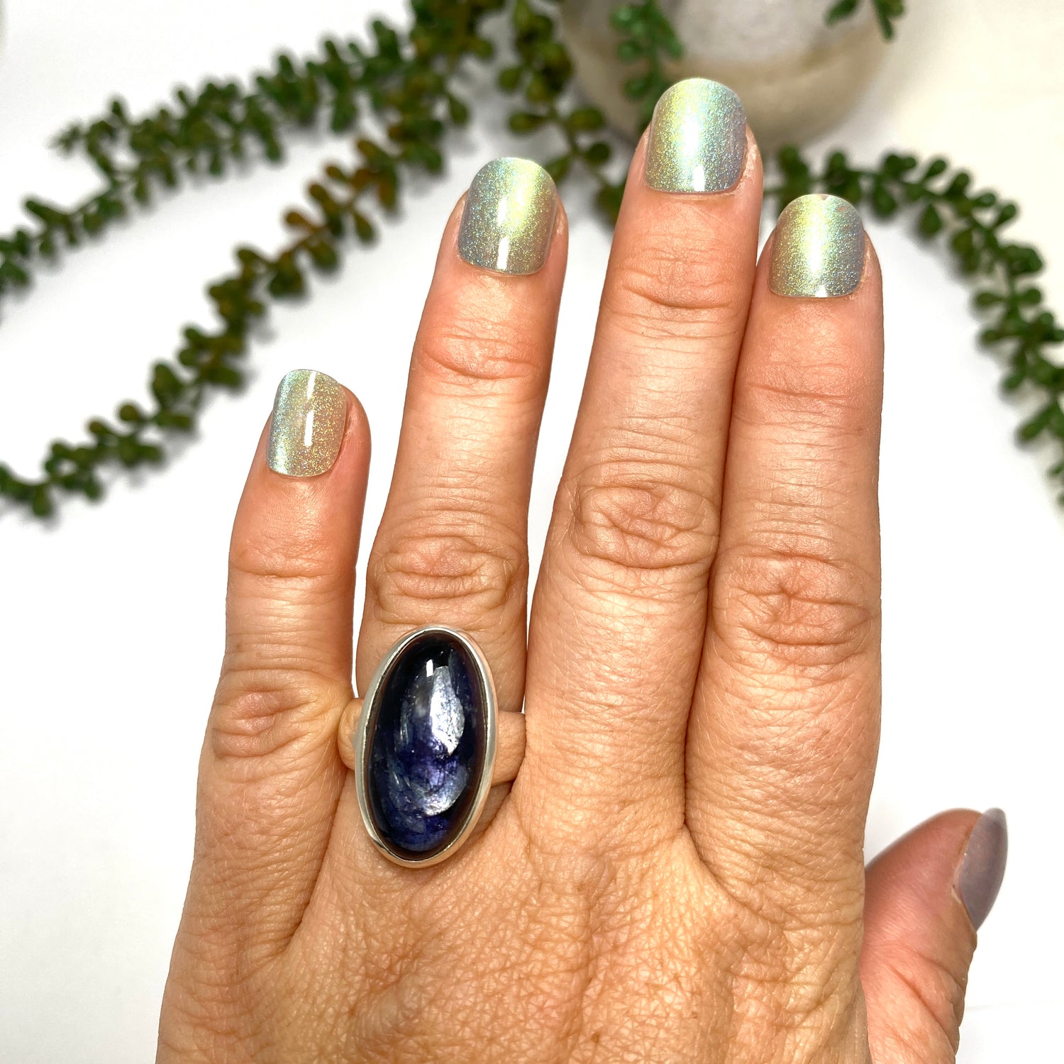 Iolite Oval Cabochon Ring Size 7 PRGJ656