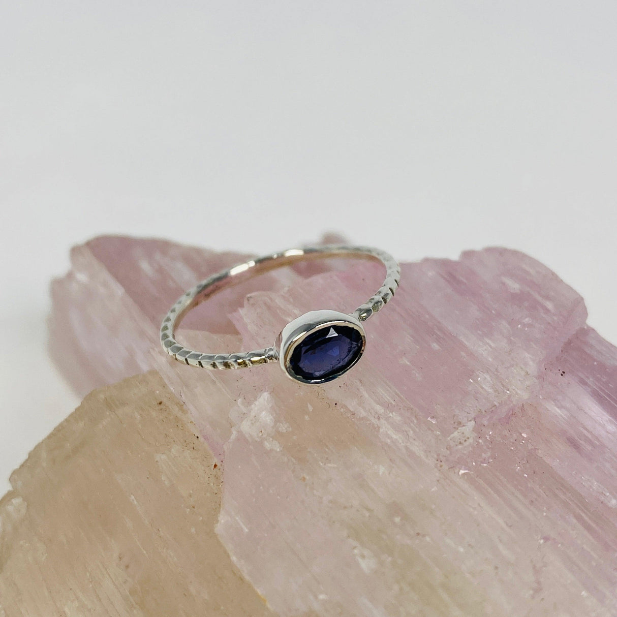 Iolite Oval Faceted Gemstone with fine Sterling Silver Ring