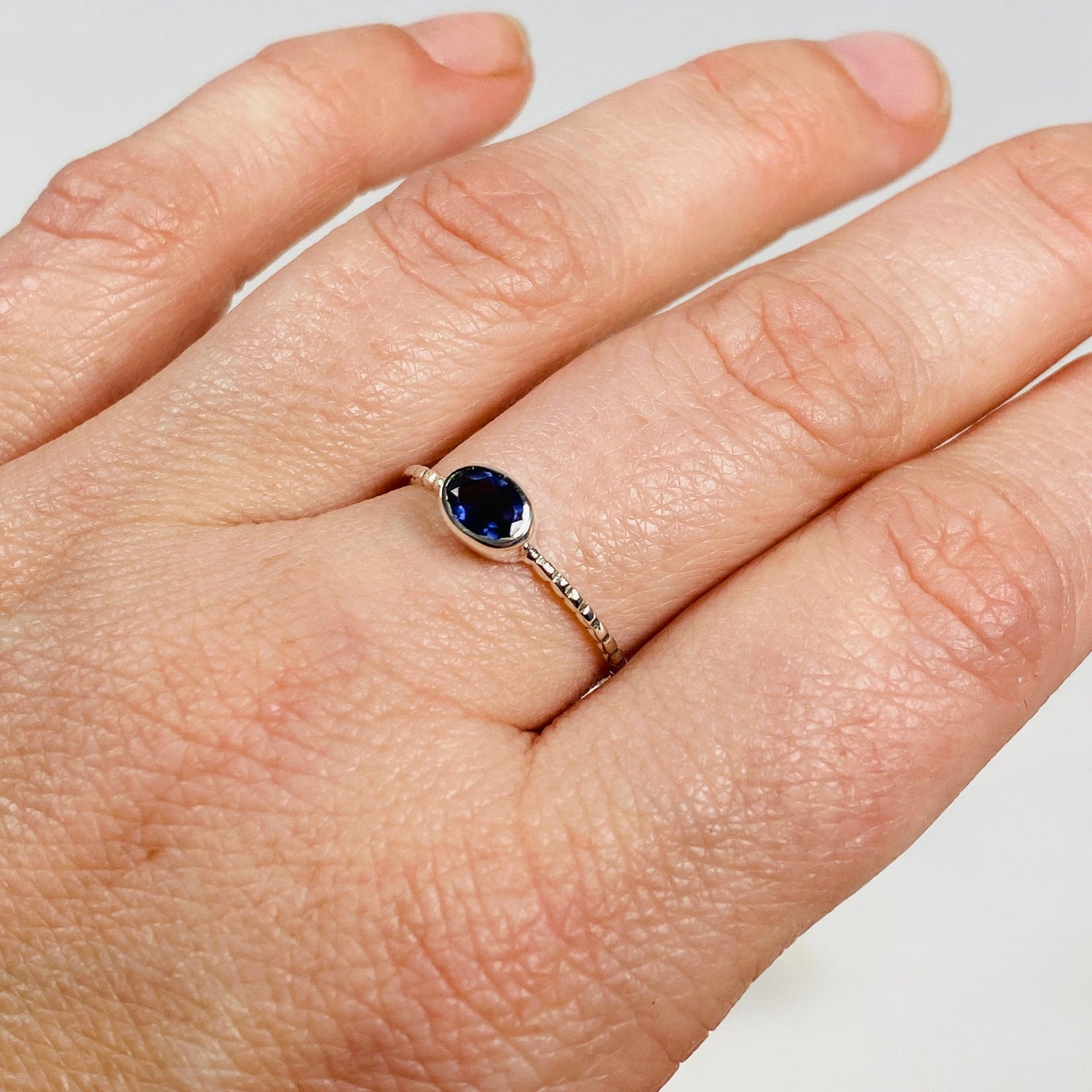 Iolite Oval Faceted Gemstone with fine Sterling Silver Ring