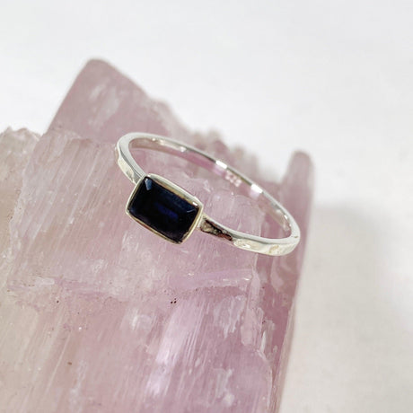 Iolite Rectangular Faceted Fine Band Ring R3793-IOL - Nature's Magick