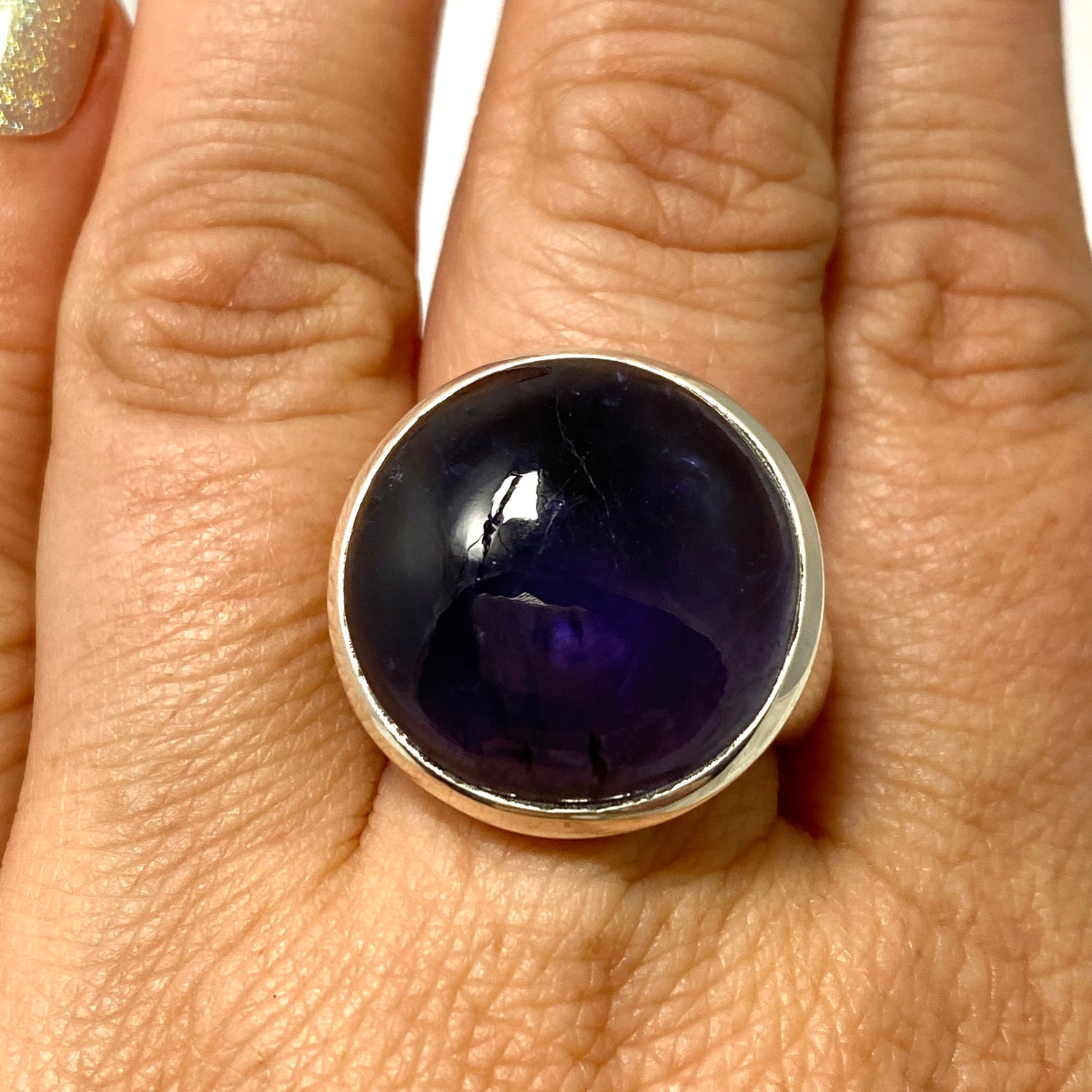 Iolite Round Cabochon Ring Size 9.5 PRGJ654