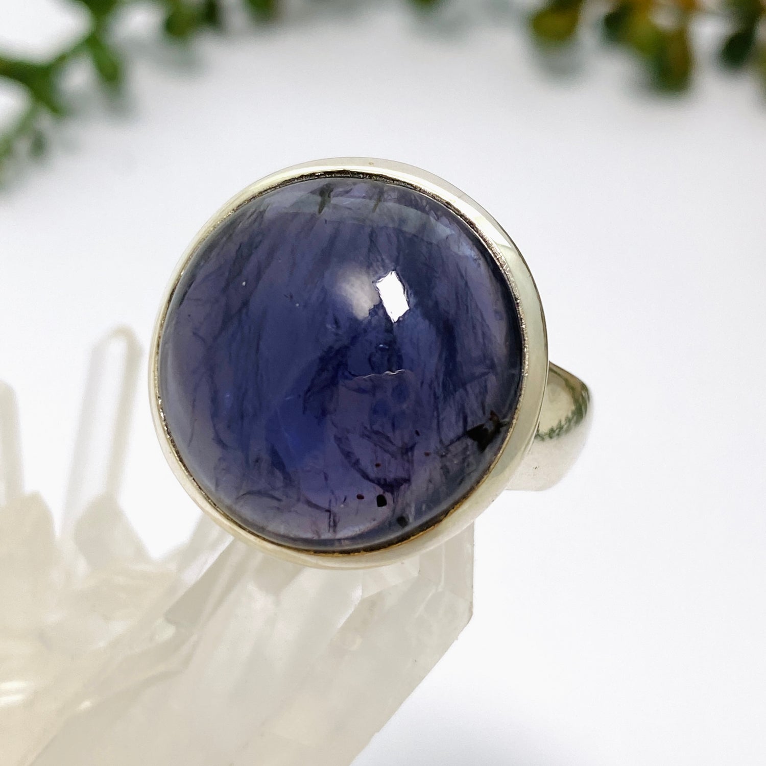 Iolite Round Cabochon Ring Size 9.5 PRGJ654