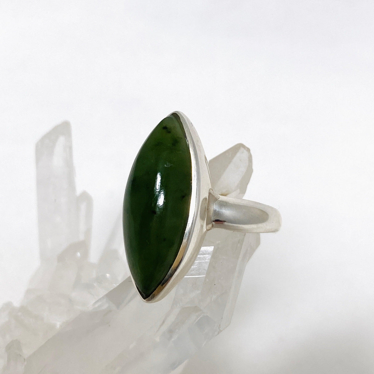 Jade Nephrite (Siberian) Marquise Ring Size 8.5 PRGJ409 - Nature's Magick