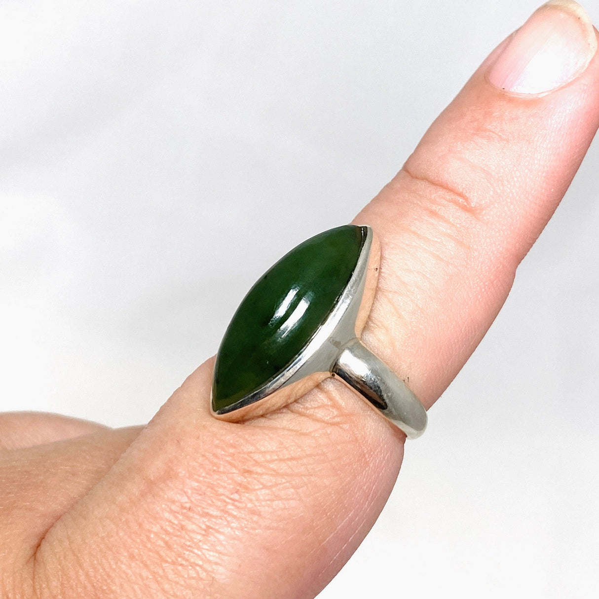 Jade Nephrite (Siberian) Marquise Ring Size 8.5 PRGJ409 - Nature's Magick