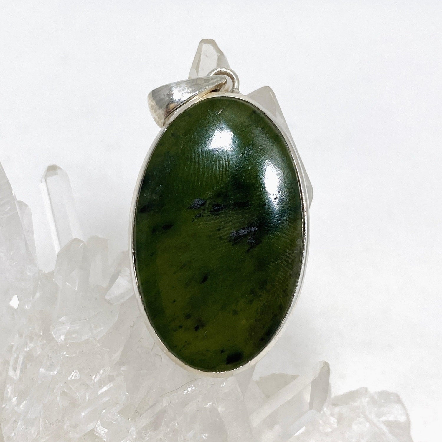 Jade Nephrite (Siberian) Oval Pendant PPGJ668 - Nature's Magick