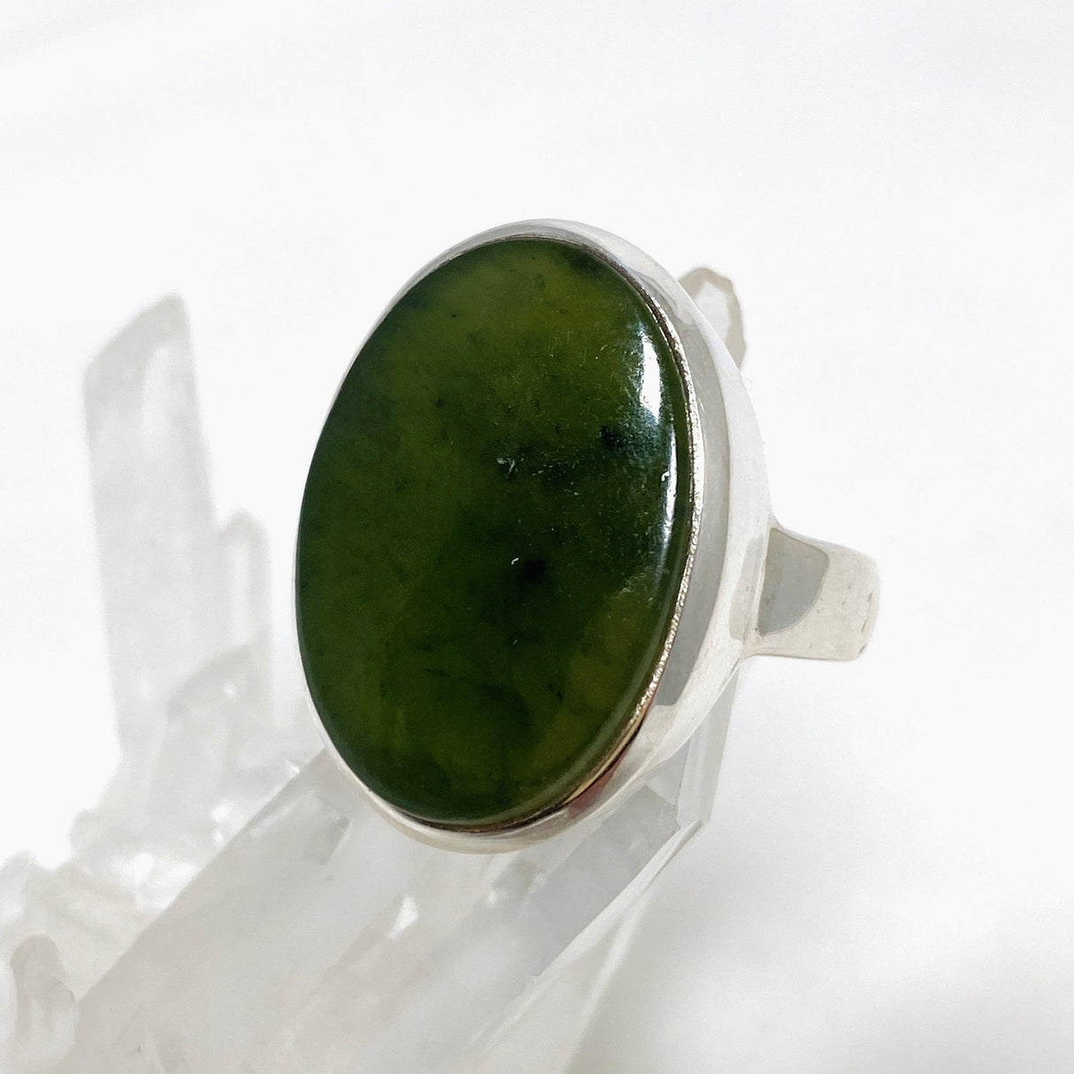 Jade Nephrite (Siberian) Oval Ring Size 10 PRGJ412 - Nature's Magick