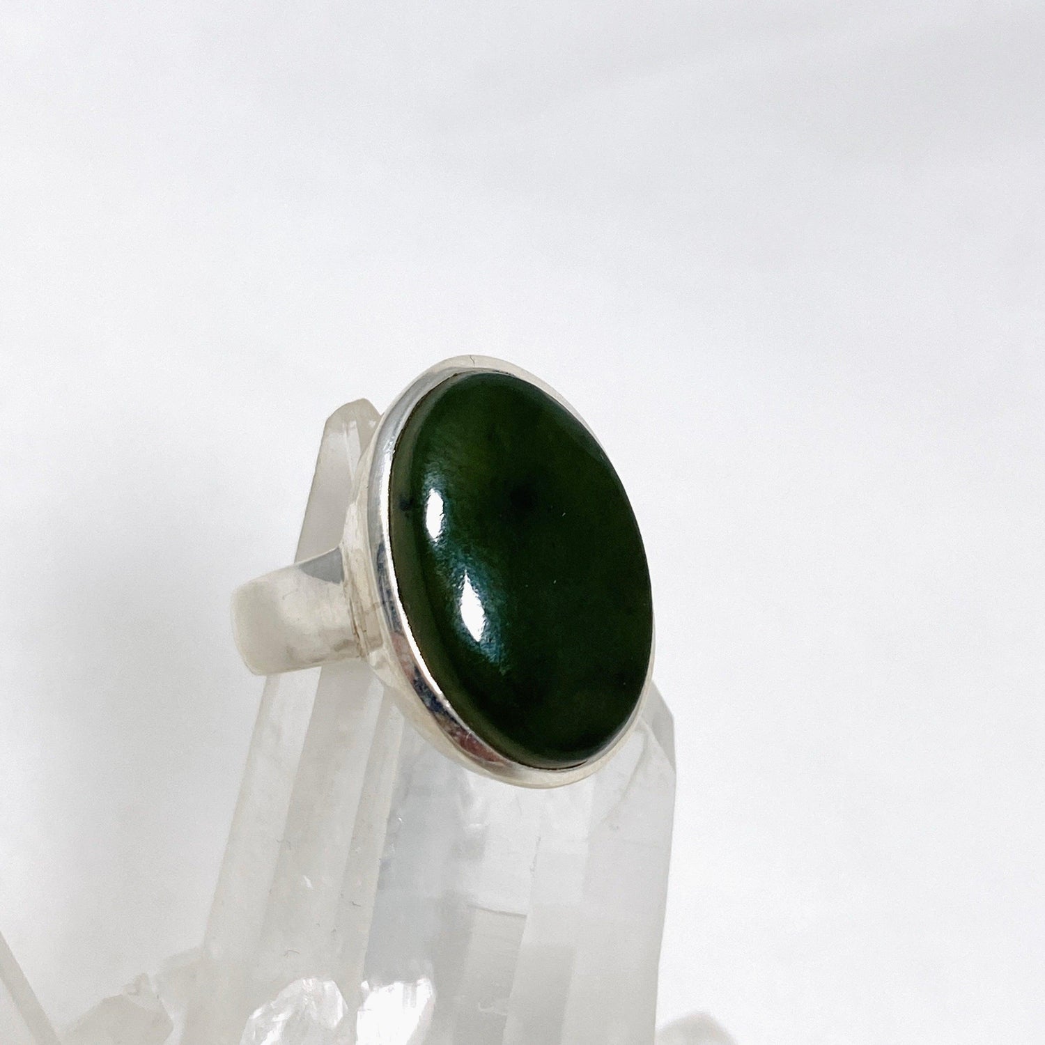 Jade Nephrite (Siberian) Oval Ring Size 7.5 PRGJ411 - Nature's Magick