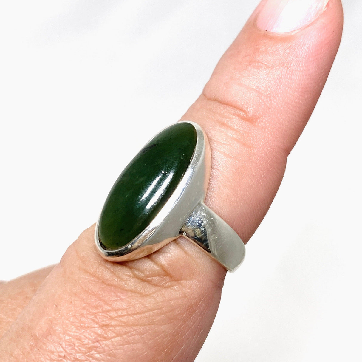 Jade Nephrite (Siberian) Oval Ring Size 8 PRGJ414 - Nature's Magick