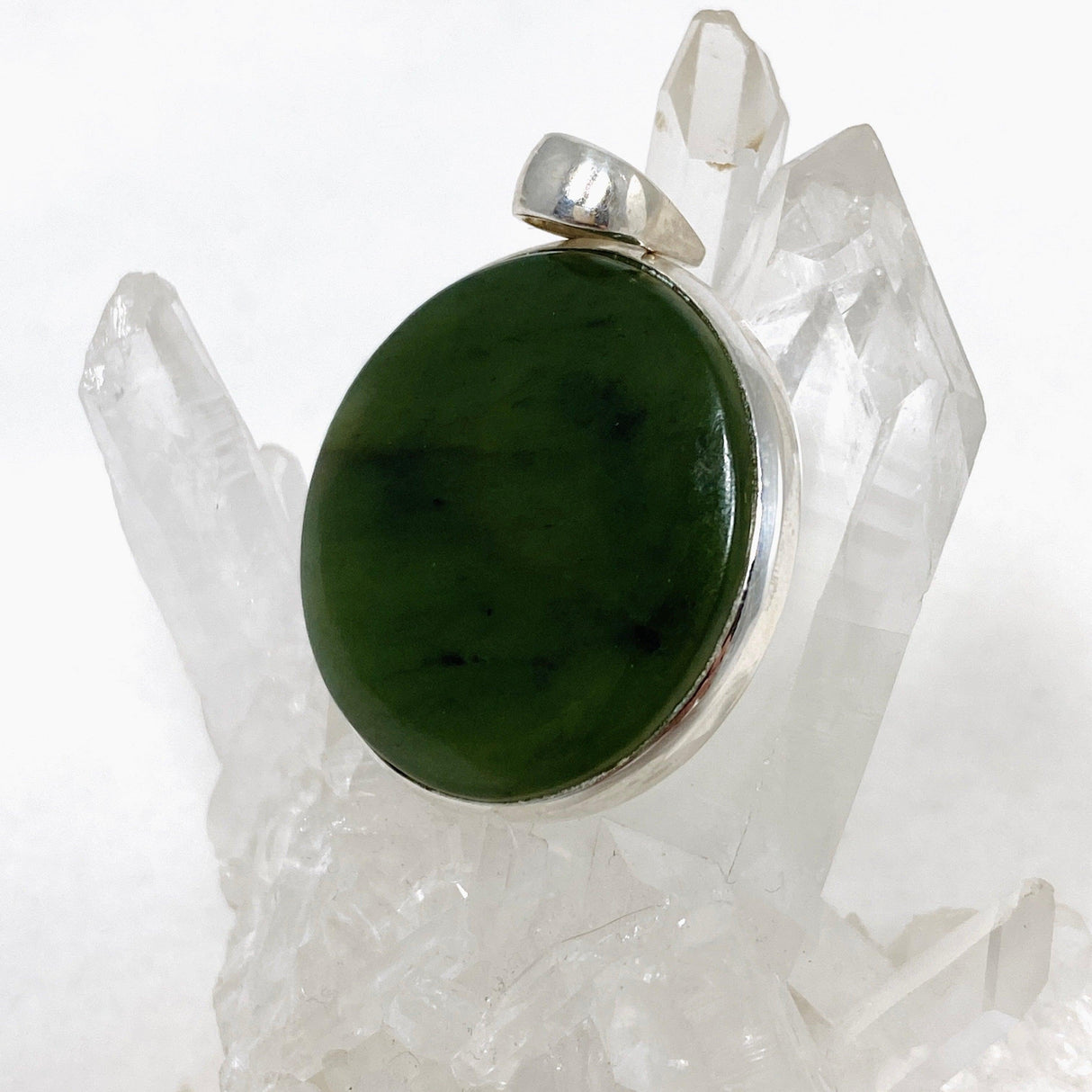 Jade Nephrite (Siberian) Round Pendant PPGJ671 - Nature's Magick