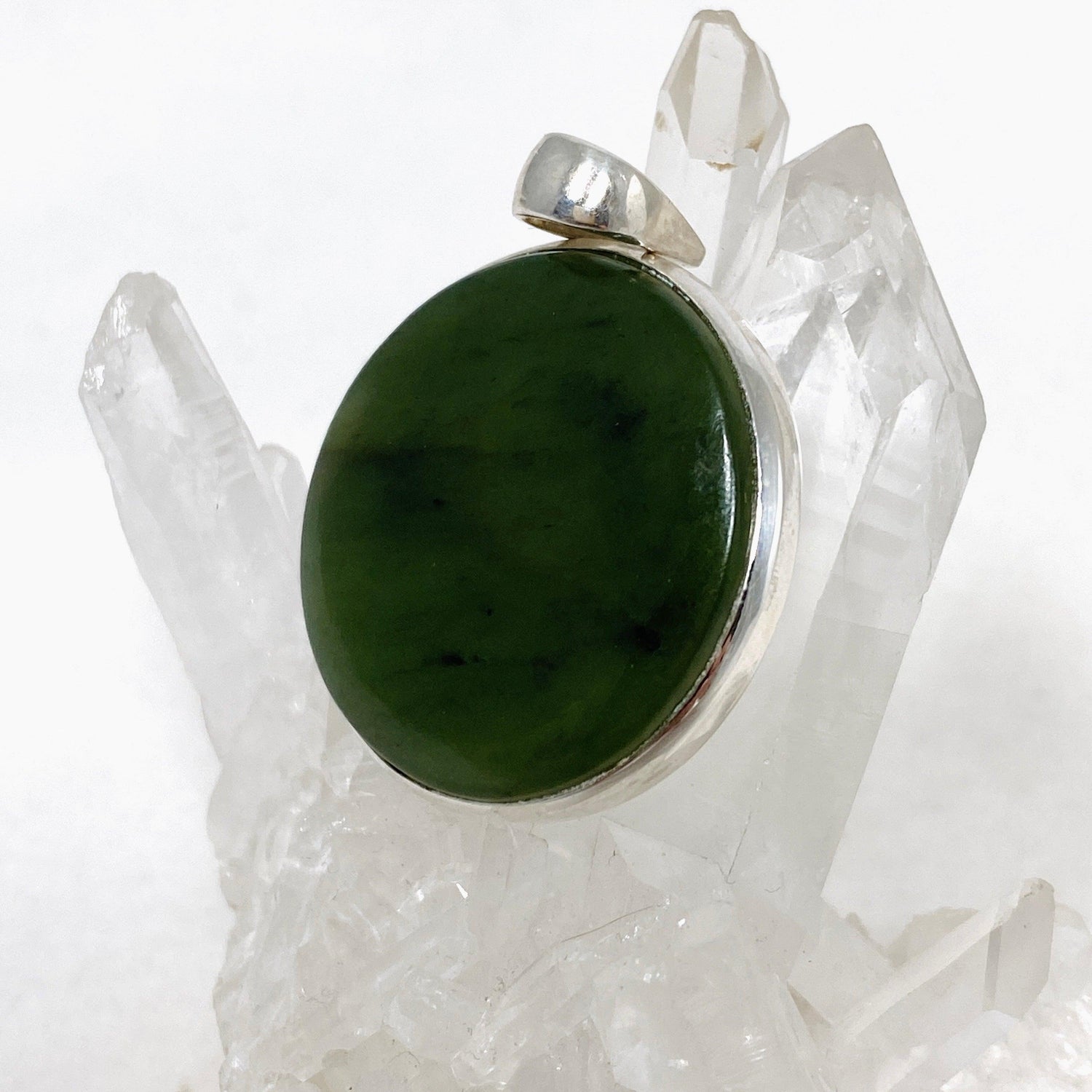 Jade Nephrite (Siberian) Round Pendant PPGJ671 - Nature's Magick