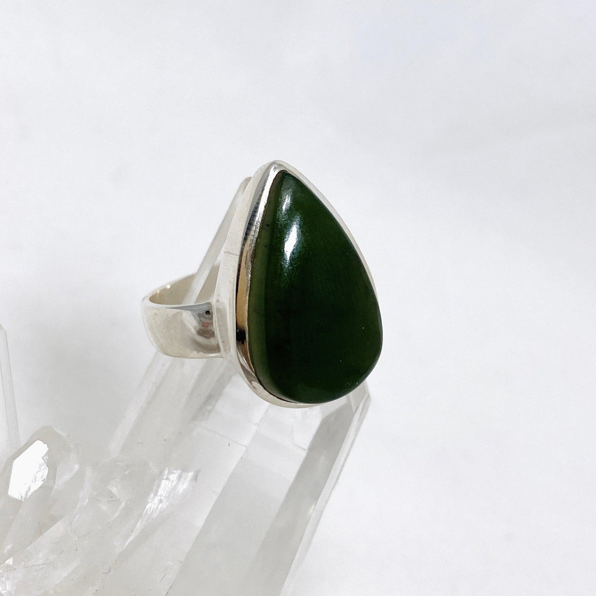 Jade Nephrite (Siberian) Teardrop Ring Size 8.5 PRGJ406 - Nature's Magick