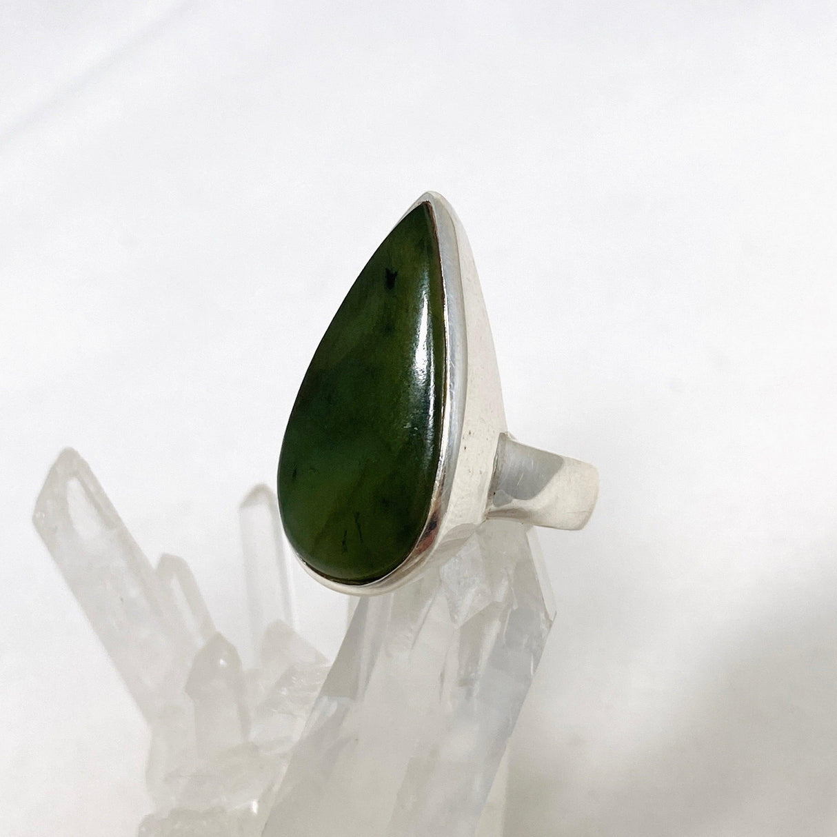 Jade Nephrite (Siberian) Teardrop Ring Size 8 PRGJ408 - Nature's Magick