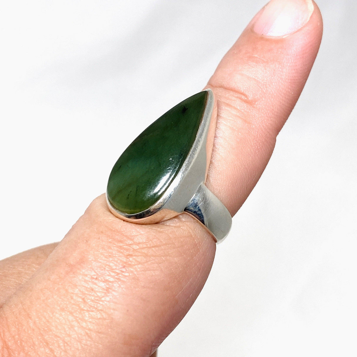 Jade Nephrite (Siberian) Teardrop Ring Size 8 PRGJ408 - Nature's Magick
