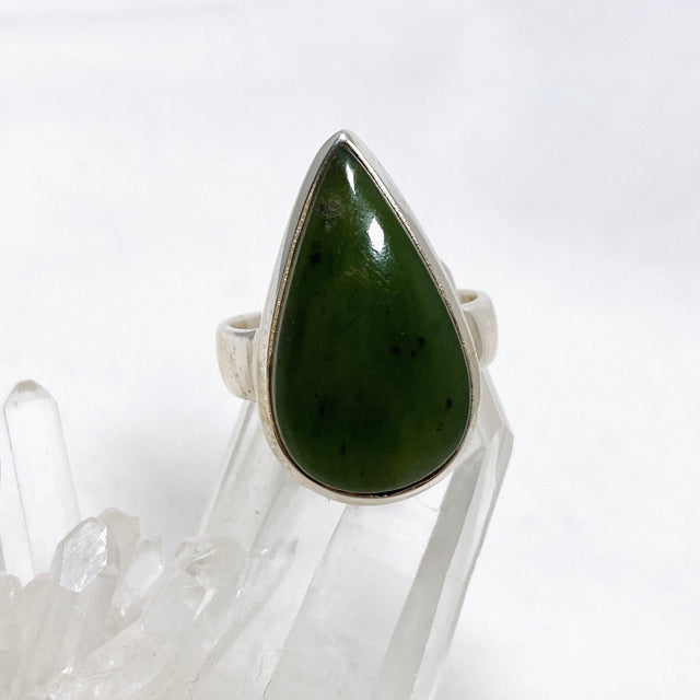 Jade Nephrite (Siberian) Teardrop Ring Size 9.5 PRGJ405 - Nature's Magick