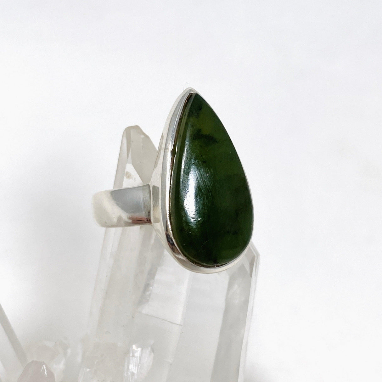 Jade Nephrite (Siberian) Teardrop Ring Size 9 PRGJ404 - Nature's Magick