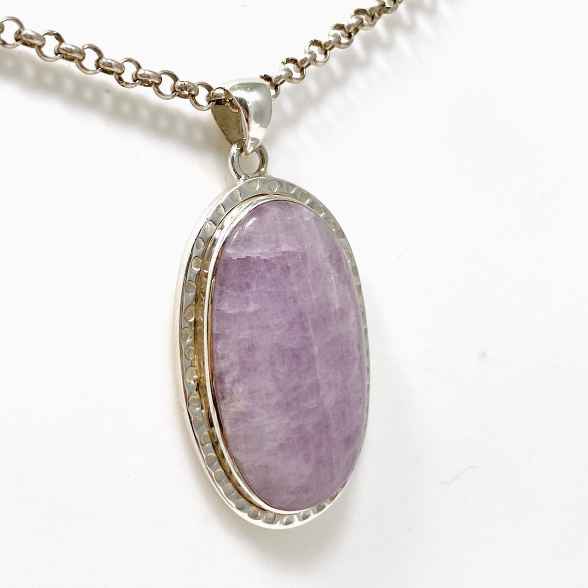 Kunzite Oval Pendant in a Decorative Setting KPGJ4302 - Nature's Magick