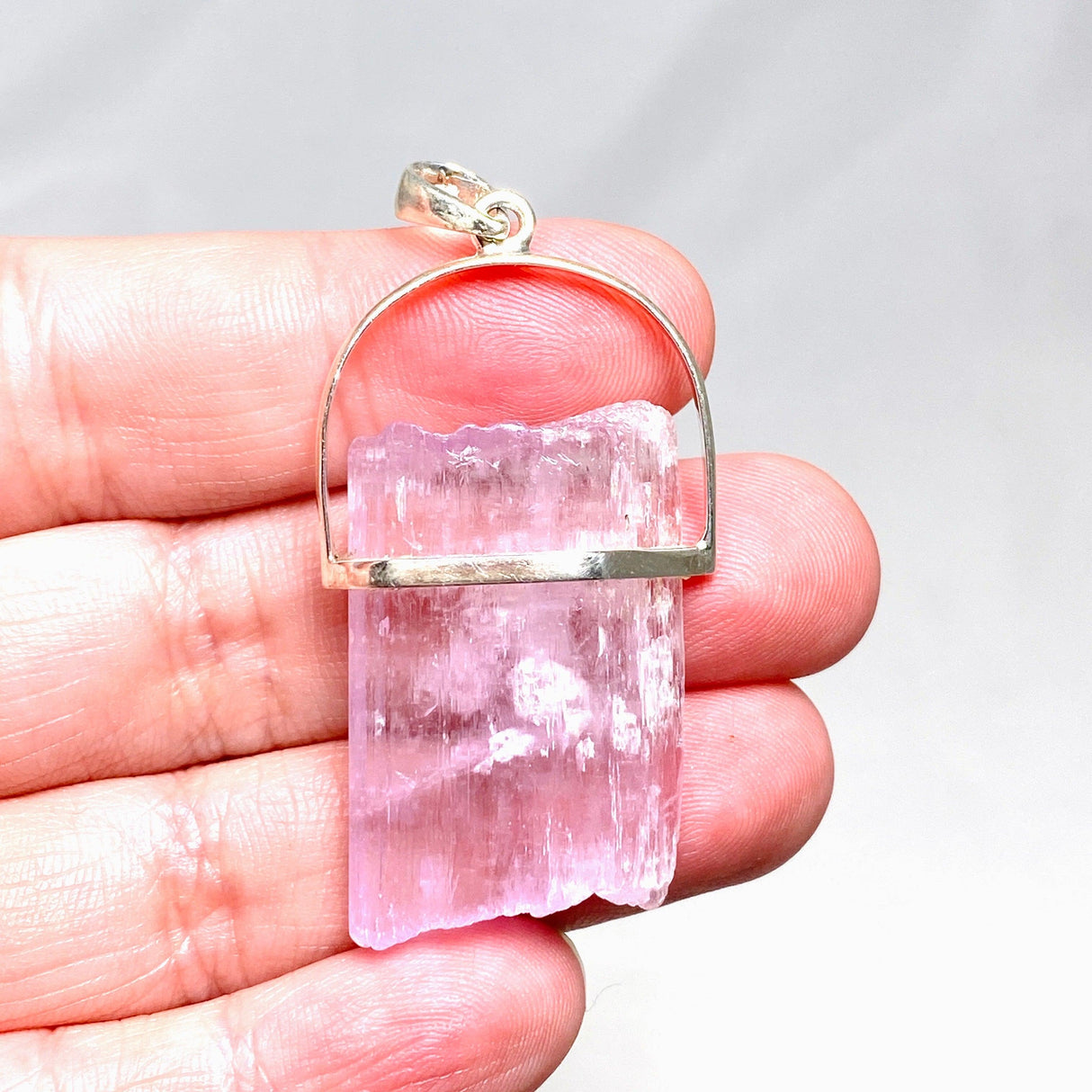 Kunzite Raw Crystal Pendant PPGJ710 - Nature's Magick