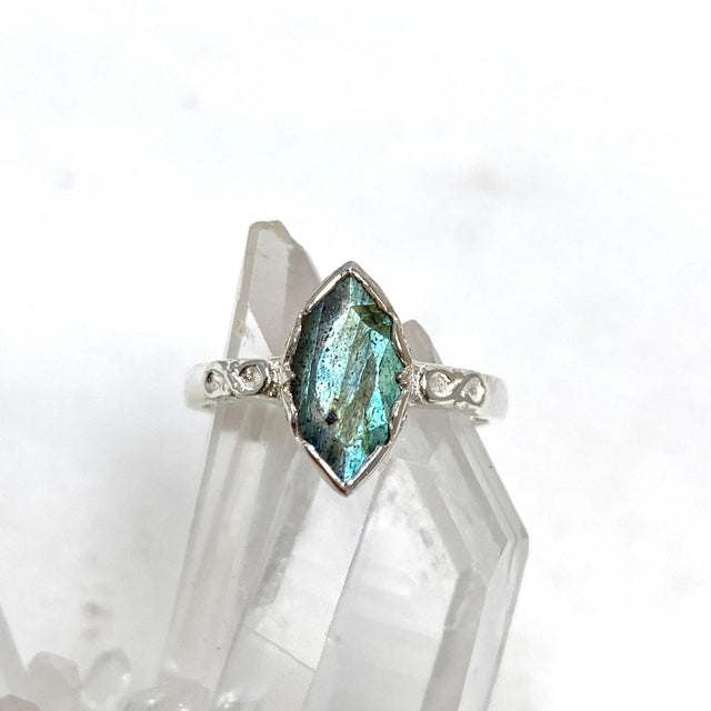 Labradorite Faceted Marquise Ring in a Decorative Setting R3726 - Nature's Magick