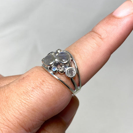 Labradorite Faceted Multistone Gemstone Ring in a Decorative Setting R3787 - Nature's Magick
