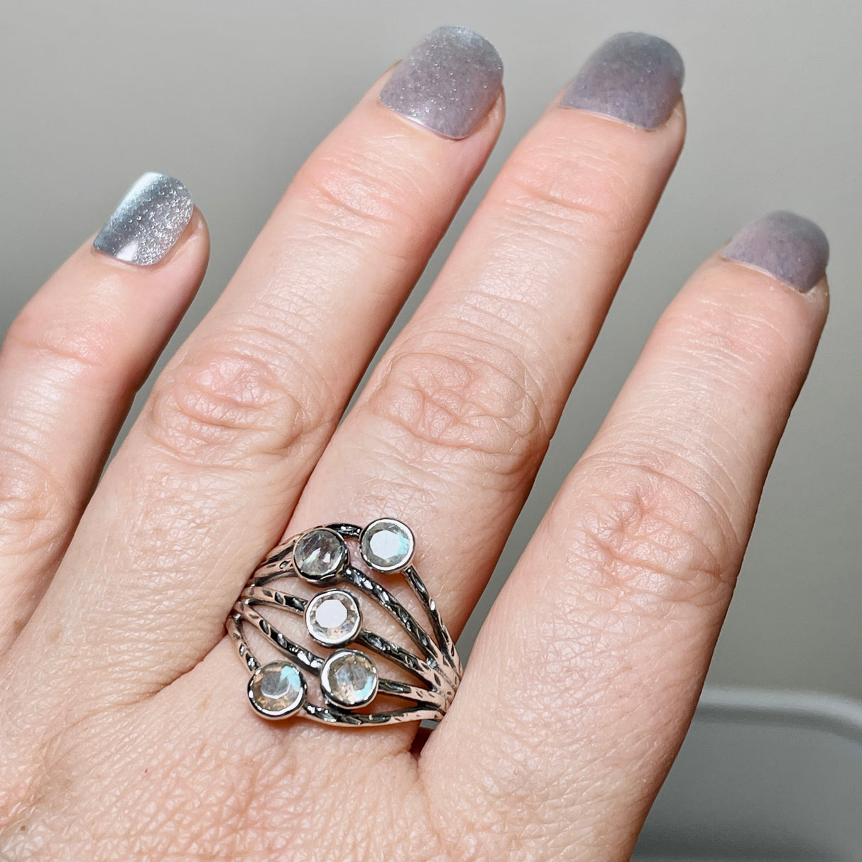 Labradorite Multi-stone Faceted Gemstone Ring R3875