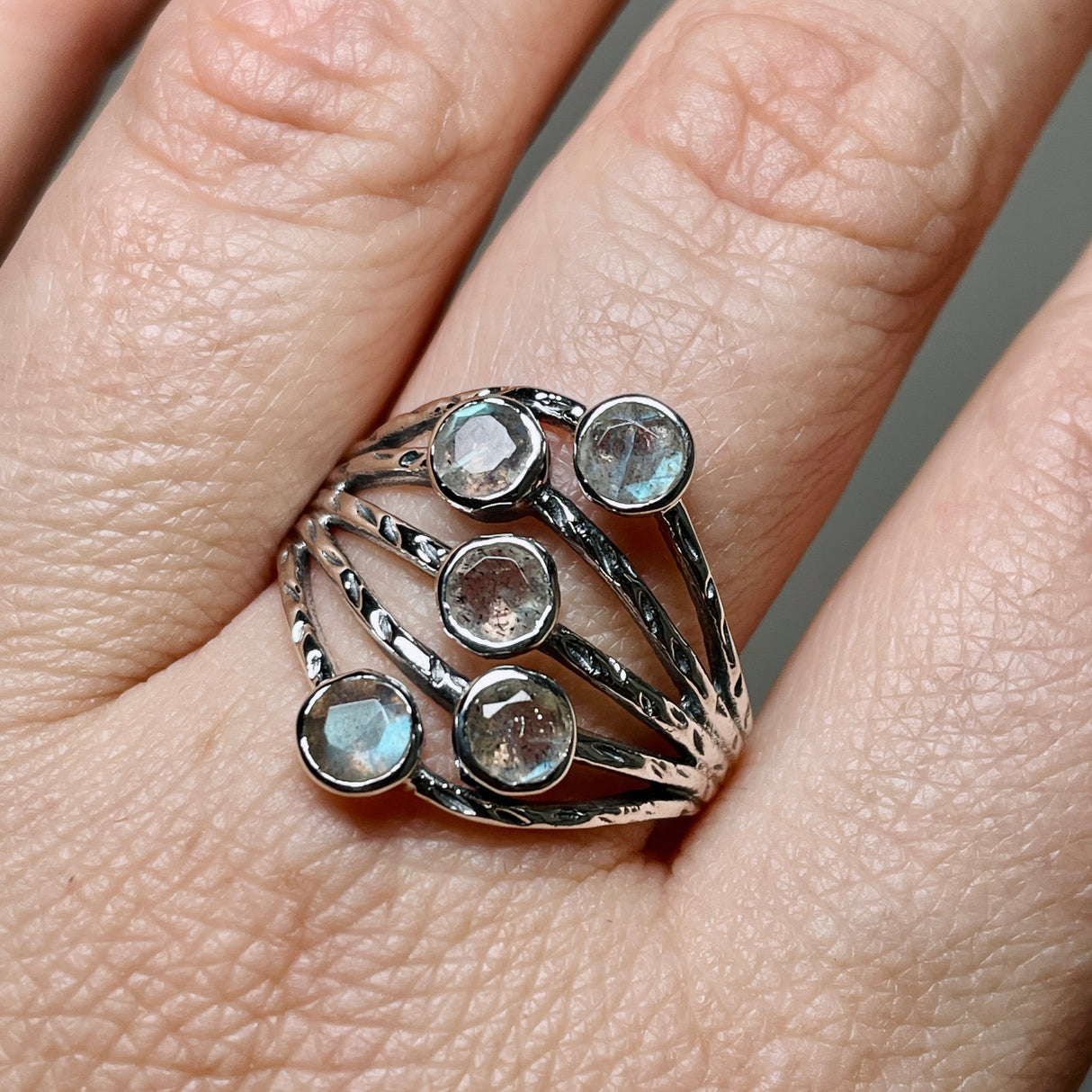 Labradorite Multi-stone Faceted Gemstone Ring R3875