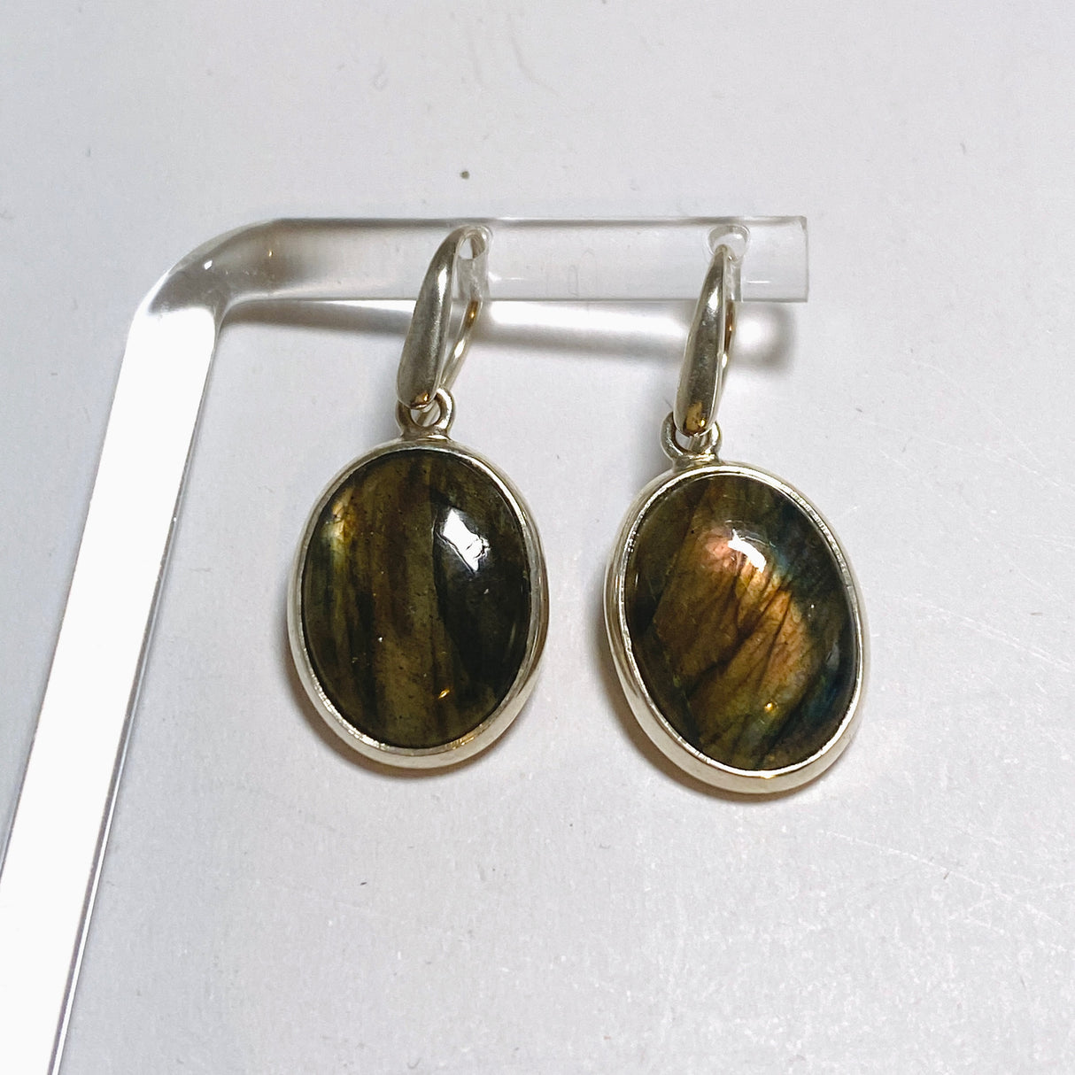 Labradorite Oval Cabochon Earrings PEGJ390