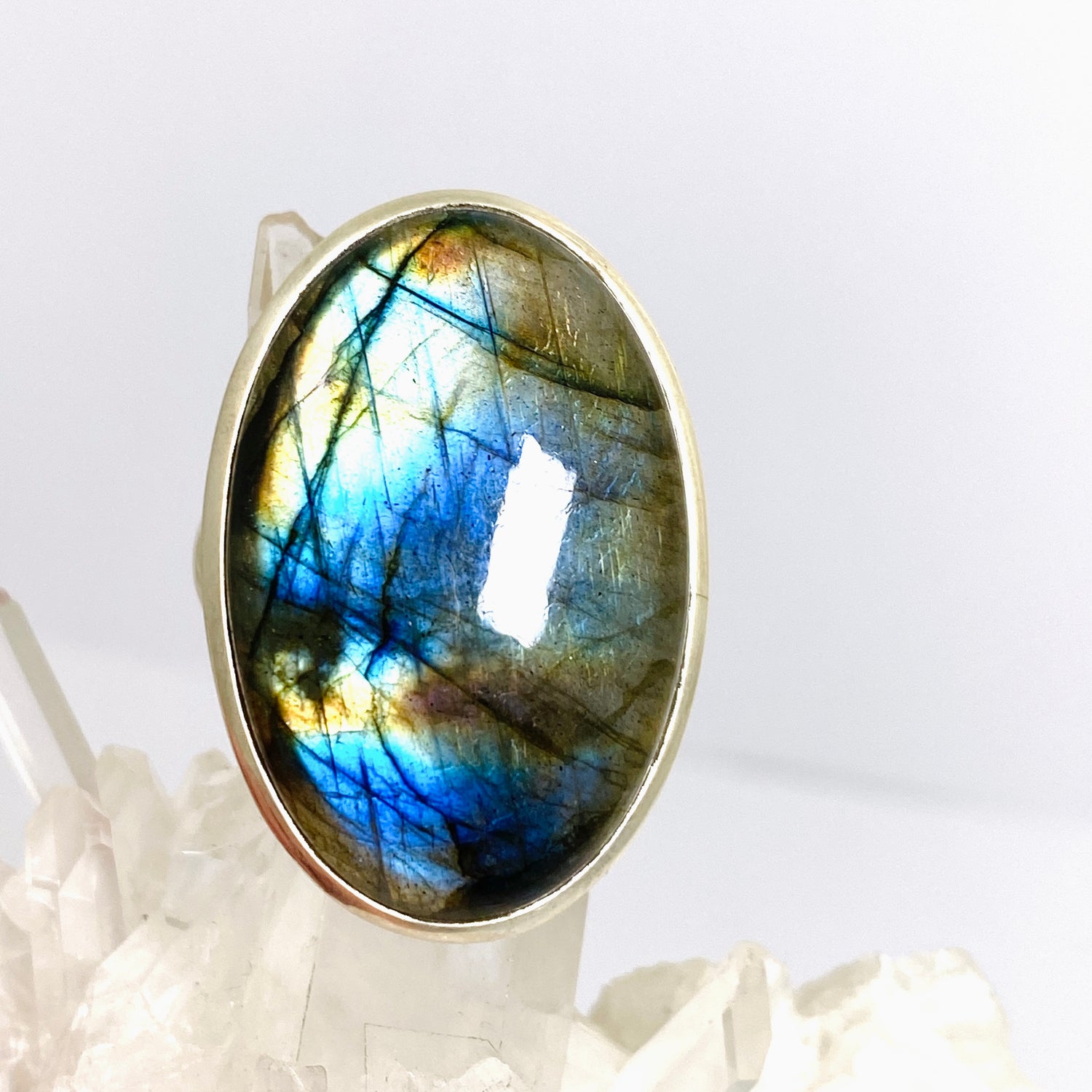 Labradorite Oval Cabochon Ring Size 13 PRGJ894