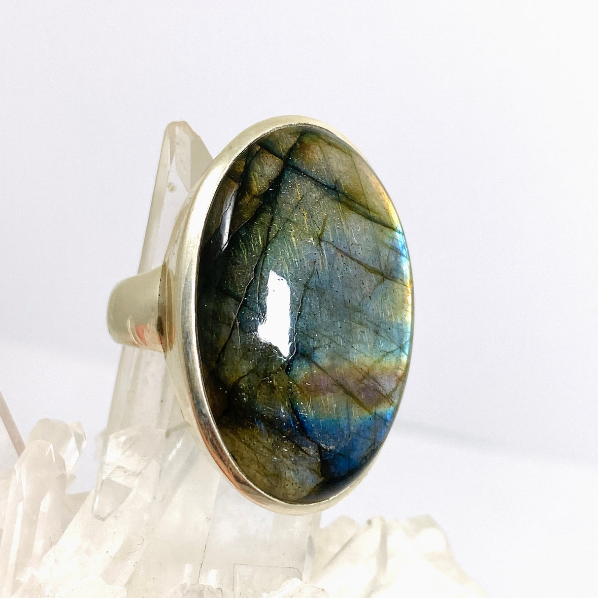 Labradorite Oval Cabochon Ring Size 13 PRGJ894